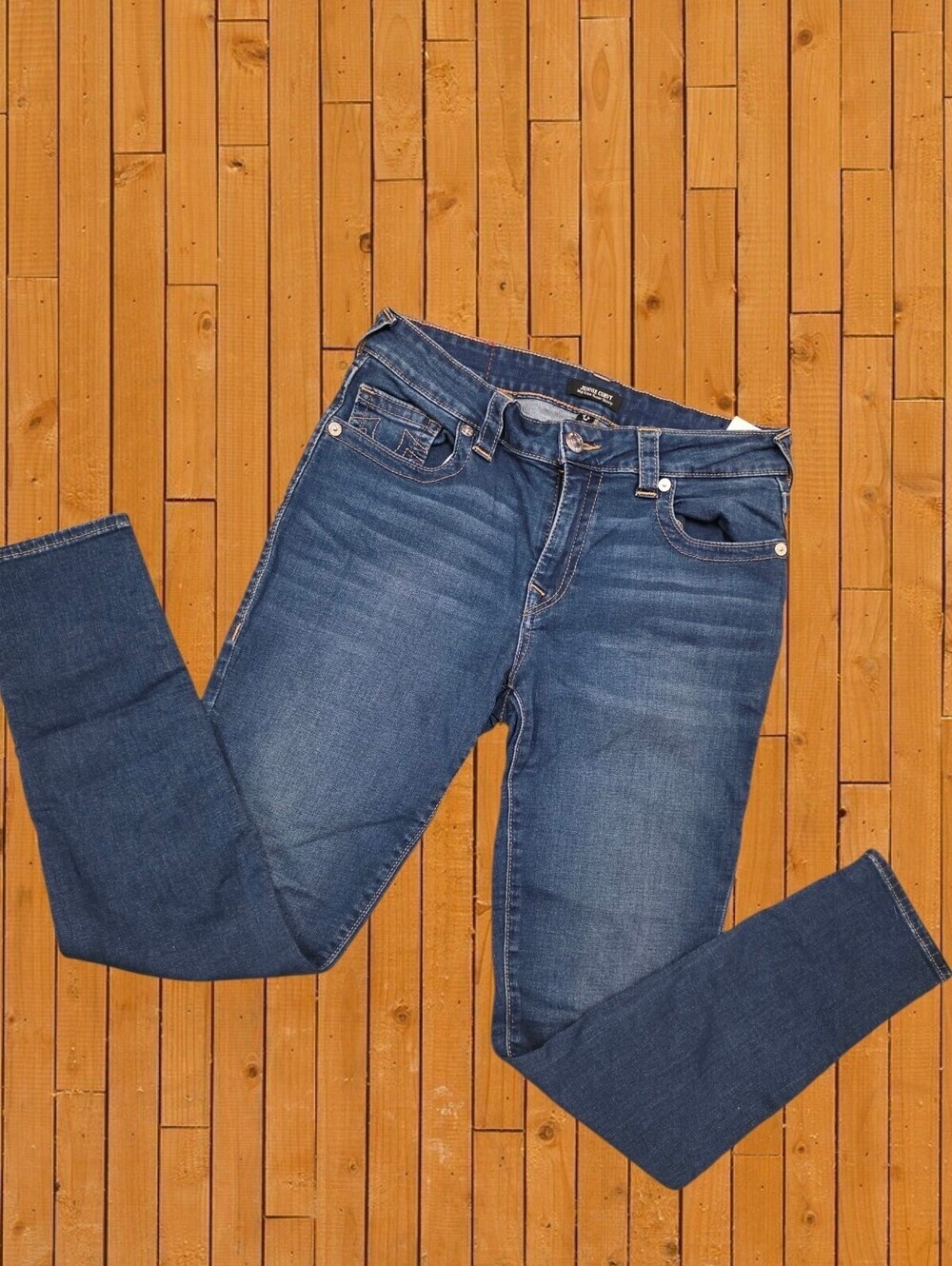 True Religion Jennie Curvy Mid Rise Super Skinny Jeans Size 30 Dark Wash Stretch